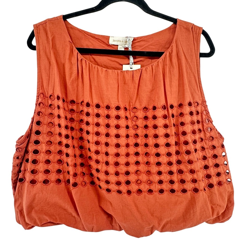 Jennifer & Grace Eyelet Sleeveless Top Women XL Auburn